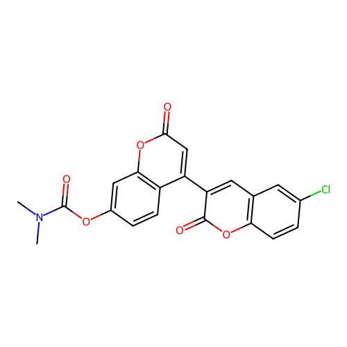 [4-(6-chloro-2-oxochromen-3-yl)-2-oxochromen-7-yl] N,N-dimethylcarbamate structure