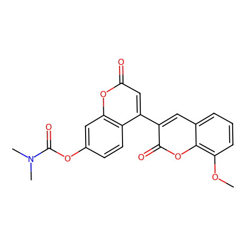 [4-(8-methoxy-2-oxochromen-3-yl)-2-oxochromen-7-yl] N,N-dimethylcarbamate structure