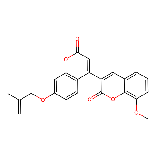 8-Methoxy-3-[7-(2-methylprop-2-enoxy)-2-oxochromen-4-yl]chromen-2-one structure