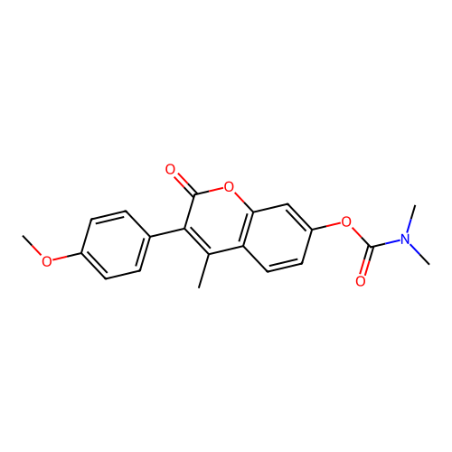 3-(4-methoxyphenyl)-4-methyl-2-oxo-2H-chromen-7-yl dimethylcarbamate structure