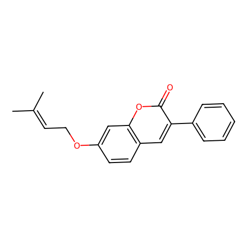 7-((3-methylbut-2-en-1-yl)oxy)-3-phenyl-2H-chromen-2-one structure