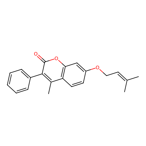 4-methyl-7-[(3-methylbut-2-en-1-yl)oxy]-3-phenyl-2H-chromen-2-one structure