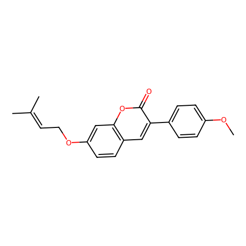 3-(4-methoxyphenyl)-7-[(3-methylbut-2-en-1-yl)oxy]-2H-chromen-2-one structure