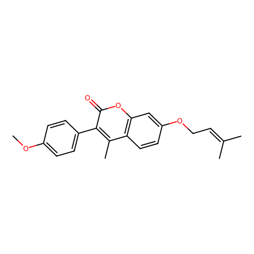 3-(4-methoxyphenyl)-4-methyl-7-[(3-methylbut-2-en-1-yl)oxy]-2H-chromen-2-one structure