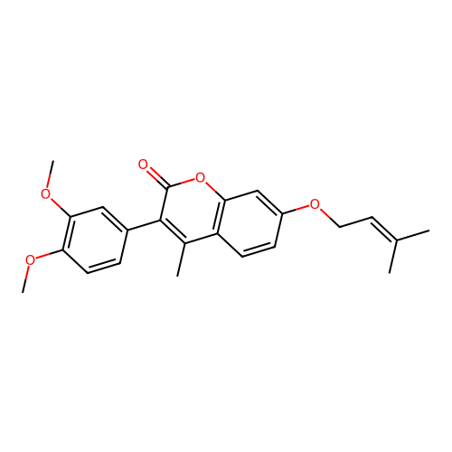 3-(3,4-dimethoxyphenyl)-4-methyl-7-[(3-methylbut-2-en-1-yl)oxy]-2H-chromen-2-one structure