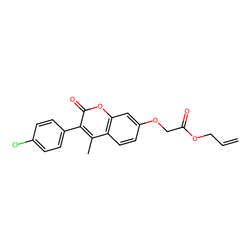Prop-2-enyl 2-[3-(4-chlorophenyl)-4-methyl-2-oxochromen-7-yl]oxyacetate structure
