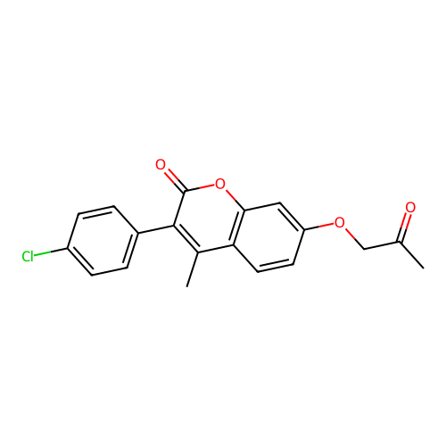 3-(4-chlorophenyl)-4-methyl-7-(2-oxopropoxy)-2H-chromen-2-one structure