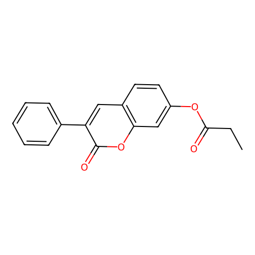 2-oxo-3-phenyl-2H-chromen-7-yl propanoate structure