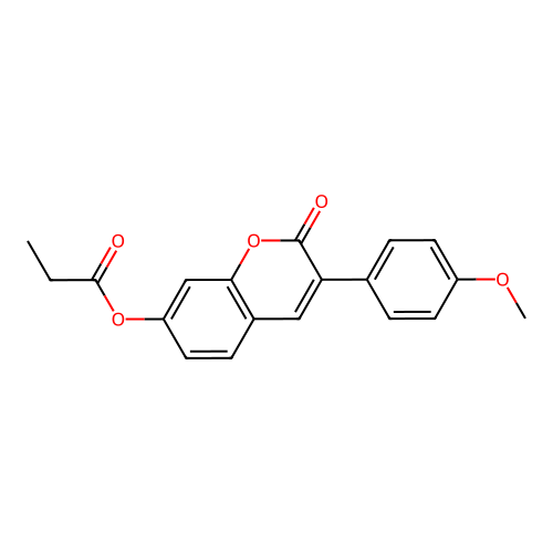 3-(4-methoxyphenyl)-2-oxo-2H-chromen-7-yl propanoate structure