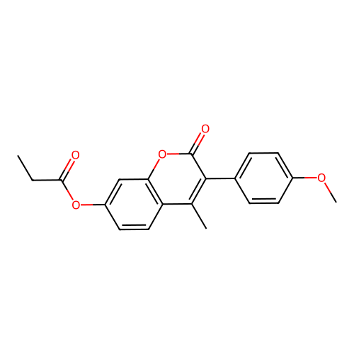 3-(4-methoxyphenyl)-4-methyl-2-oxo-2H-chromen-7-yl propanoate structure