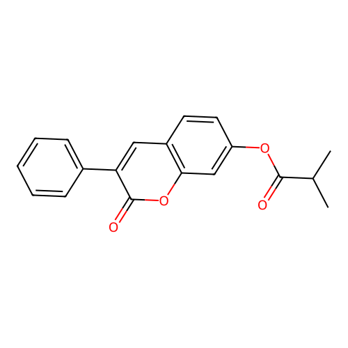 2-oxo-3-phenyl-2H-chromen-7-yl isobutyrate structure