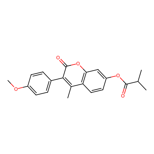 3-(4-methoxyphenyl)-4-methyl-2-oxo-2H-chromen-7-yl 2-methylpropanoate structure