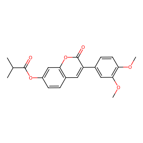3-(3,4-dimethoxyphenyl)-2-oxo-2H-chromen-7-yl 2-methylpropanoate structure