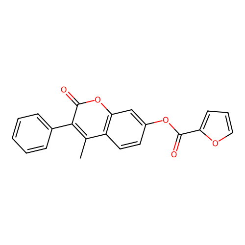 4-methyl-2-oxo-3-phenyl-2H-chromen-7-yl furan-2-carboxylate structure