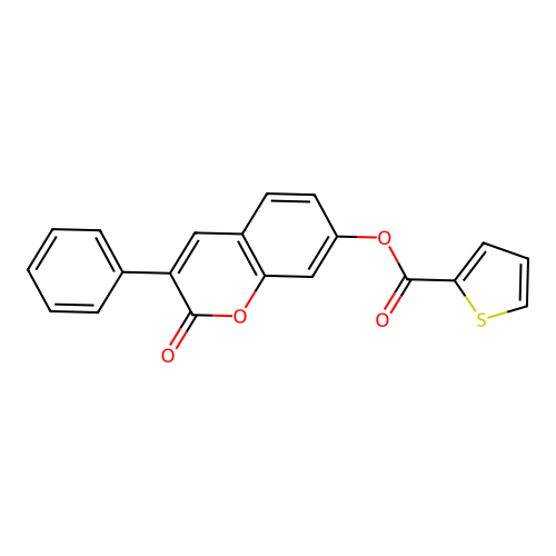 2-oxo-3-phenyl-2H-chromen-7-yl thiophene-2-carboxylate structure