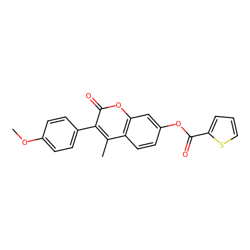 3-(4-methoxyphenyl)-4-methyl-2-oxo-2H-chromen-7-yl thiophene-2-carboxylate structure