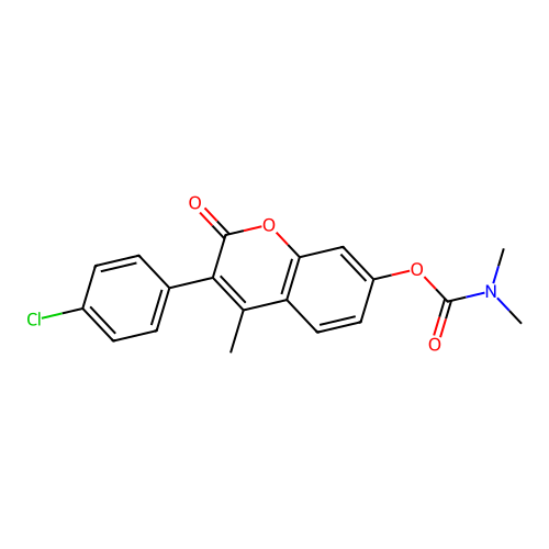 3-(4-chlorophenyl)-4-methyl-2-oxo-2H-chromen-7-yl dimethylcarbamate structure
