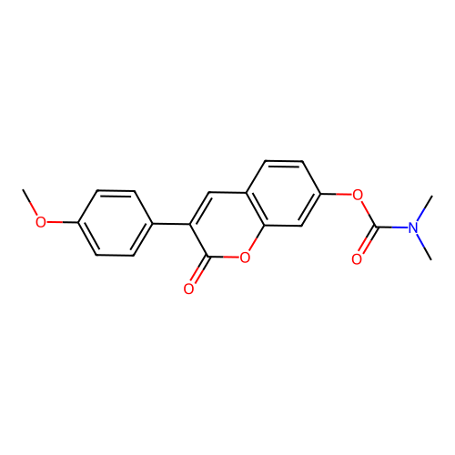3-(4-methoxyphenyl)-2-oxo-2H-chromen-7-yl dimethylcarbamate structure