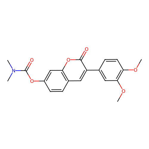 3-(3,4-dimethoxyphenyl)-2-oxo-2H-chromen-7-yl dimethylcarbamate structure