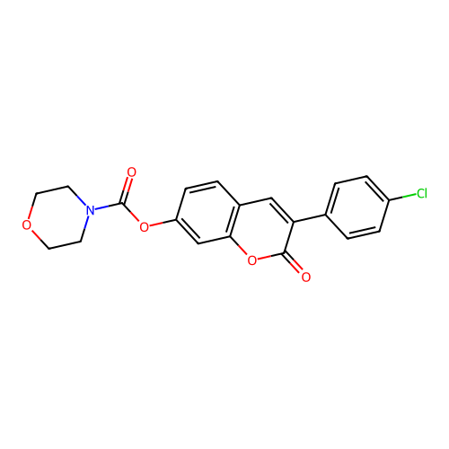 3-(4-chlorophenyl)-2-oxo-2H-chromen-7-yl morpholine-4-carboxylate structure