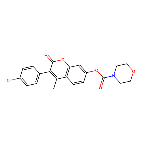 3-(4-chlorophenyl)-4-methyl-2-oxo-2H-chromen-7-yl morpholine-4-carboxylate structure