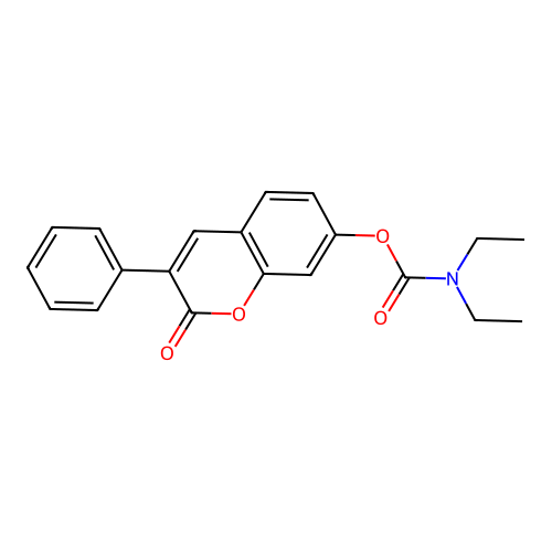 2-oxo-3-phenyl-2H-chromen-7-yl diethylcarbamate structure