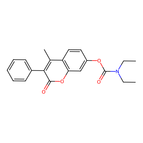 4-methyl-2-oxo-3-phenyl-2H-chromen-7-yl diethylcarbamate structure