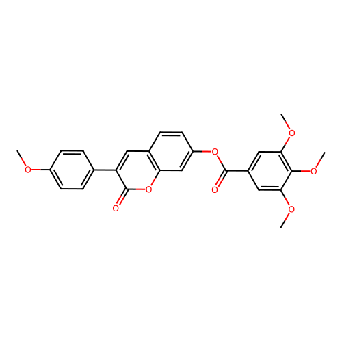 3-(4-methoxyphenyl)-2-oxo-2H-chromen-7-yl 3,4,5-trimethoxybenzoate structure