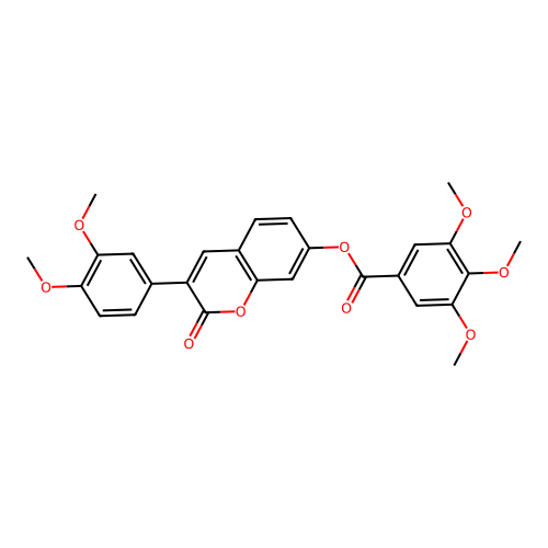 3-(3,4-dimethoxyphenyl)-2-oxo-2H-chromen-7-yl 3,4,5-trimethoxybenzoate structure