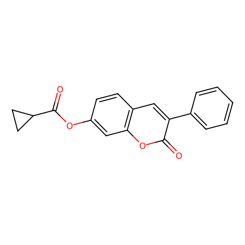 2-oxo-3-phenyl-2H-chromen-7-yl cyclopropanecarboxylate structure