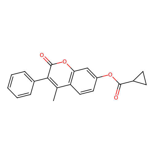 4-methyl-2-oxo-3-phenyl-2H-chromen-7-yl cyclopropanecarboxylate structure