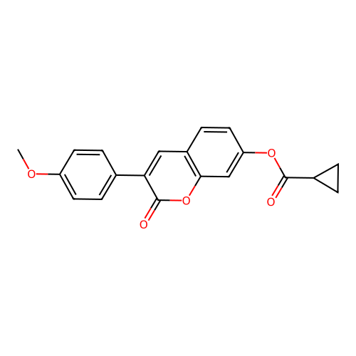 3-(4-methoxyphenyl)-2-oxo-2H-chromen-7-yl cyclopropanecarboxylate structure