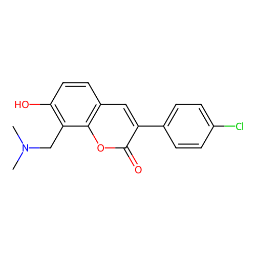 3-(4-chlorophenyl)-8-((dimethylamino)methyl)-7-hydroxy-2H-chromen-2-one structure