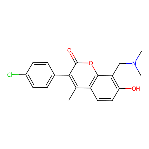 3-(4-chlorophenyl)-8-[(dimethylamino)methyl]-7-hydroxy-4-methyl-2H-chromen-2-one structure