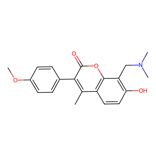 8-[(dimethylamino)methyl]-7-hydroxy-3-(4-methoxyphenyl)-4-methyl-2H-chromen-2-one structure