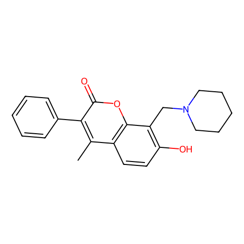 7-hydroxy-4-methyl-3-phenyl-8-(piperidin-1-ylmethyl)-2H-chromen-2-one structure