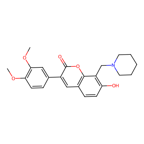 3-(3,4-dimethoxyphenyl)-7-hydroxy-8-(piperidin-1-ylmethyl)-2H-chromen-2-one structure