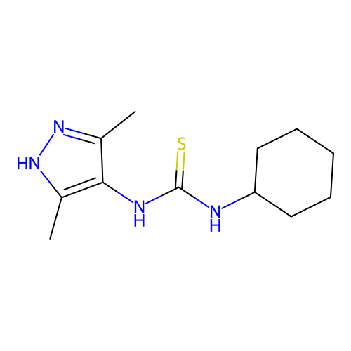 1-cyclohexyl-3-(3,5-dimethyl-1H-pyrazol-4-yl)thiourea structure