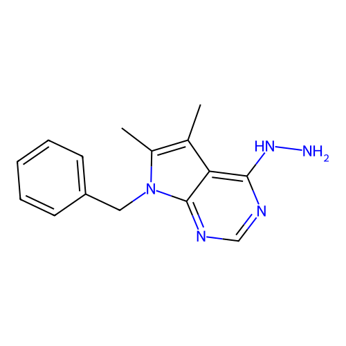 (7-Benzyl-5,6-dimethylpyrrolo[2,3-d]pyrimidin-4-yl)hydrazine structure