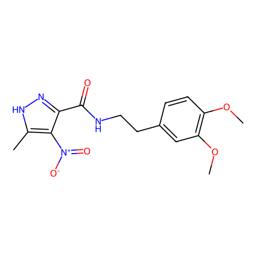 1H-Pyrazole-3-carboxamide, N-(2-(3,4-dimethoxyphenyl)ethyl)-5-methyl-4-nitro- structure