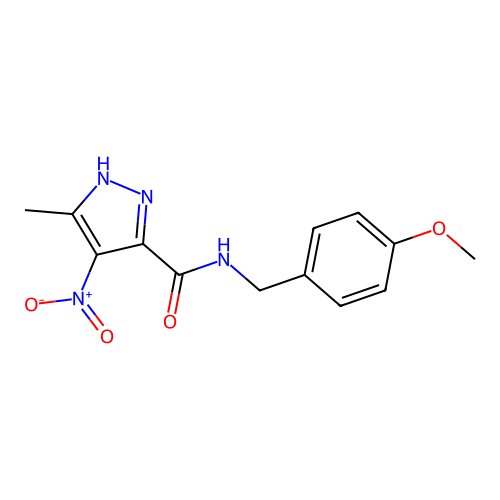 1H-Pyrazole-4-carboxamide, N-((4-methoxyphenyl)methyl)-5-methyl-4-nitro- structure
