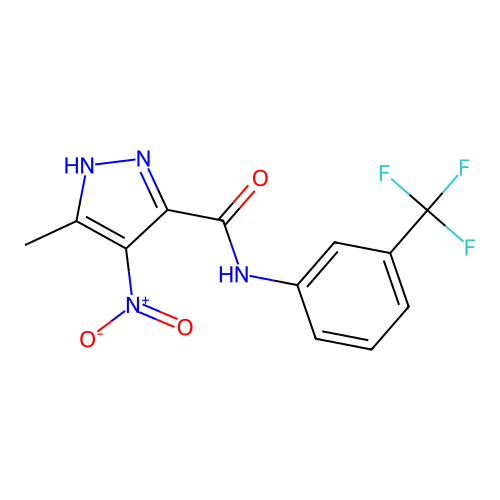 1H-Pyrazole-3-carboxamide, 5-methyl-4-nitro-N-(3-(trifluoromethyl)phenyl)- structure