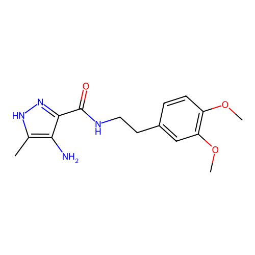 Pyrazole-5-carboxamide, 4-amino-N-(3,4-dimethoxyphenethyl)-3-methyl- structure