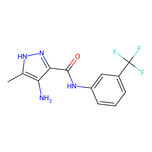 1H-Pyrazole-3-carboxamide, 4-amino-5-methyl-N-(3-(trifluoromethyl)phenyl)- structure