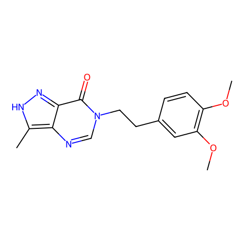 7H-Pyrazolo(4,3-d)pyrimidin-7-one, 1,6-dihydro-6-(2-(3,4-dimethoxyphenyl)ethyl)-3-methyl- structure