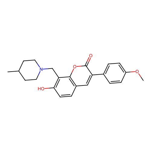 7-hydroxy-3-(4-methoxyphenyl)-8-[(4-methylpiperidin-1-yl)methyl]-2H-chromen-2-one structure