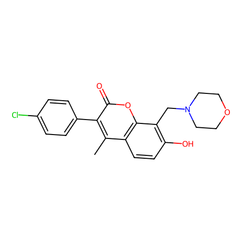 3-(4-Chlorophenyl)-7-hydroxy-4-methyl-8-(morpholin-4-ylmethyl)chromen-2-one structure