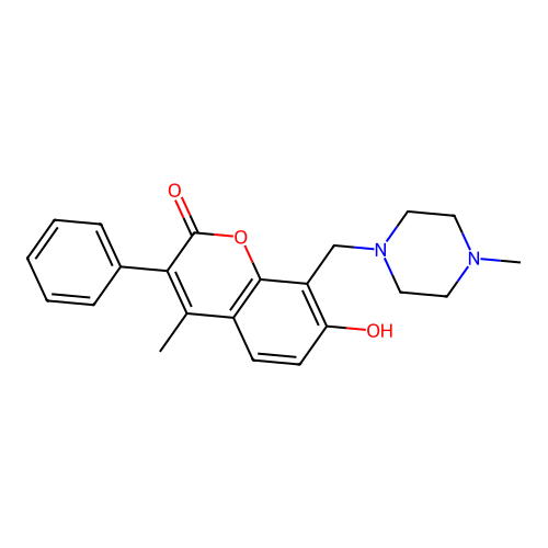 7-hydroxy-4-methyl-8-[(4-methylpiperazin-1-yl)methyl]-3-phenyl-2H-chromen-2-one structure