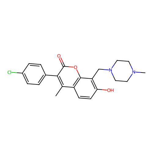 3-(4-chlorophenyl)-7-hydroxy-4-methyl-8-((4-methylpiperazin-1-yl)methyl)-2H-chromen-2-one structure