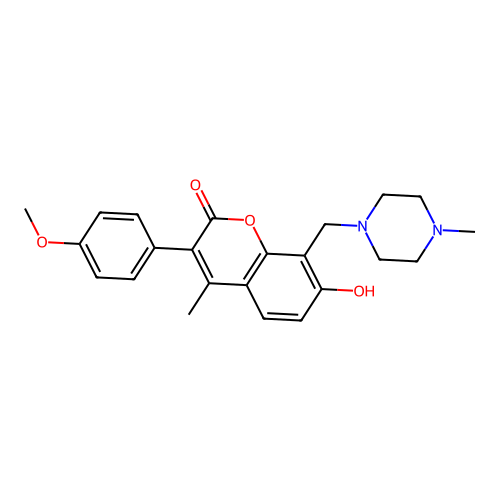 7-hydroxy-3-(4-methoxyphenyl)-4-methyl-8-[(4-methylpiperazin-1-yl)methyl]-2H-chromen-2-one structure